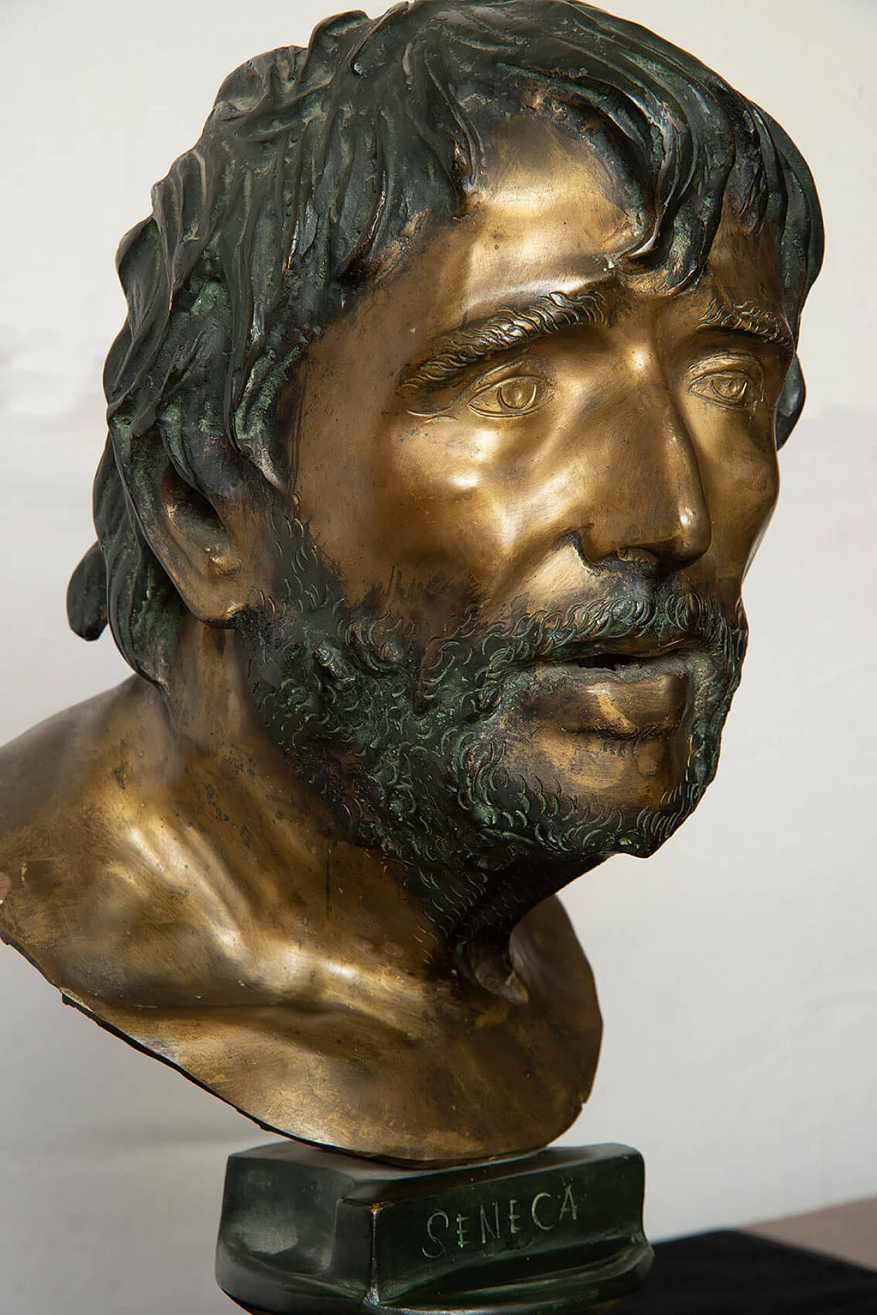 Scultura in bronzo raffigurante testa del filosofo Seneca, anni '30 3