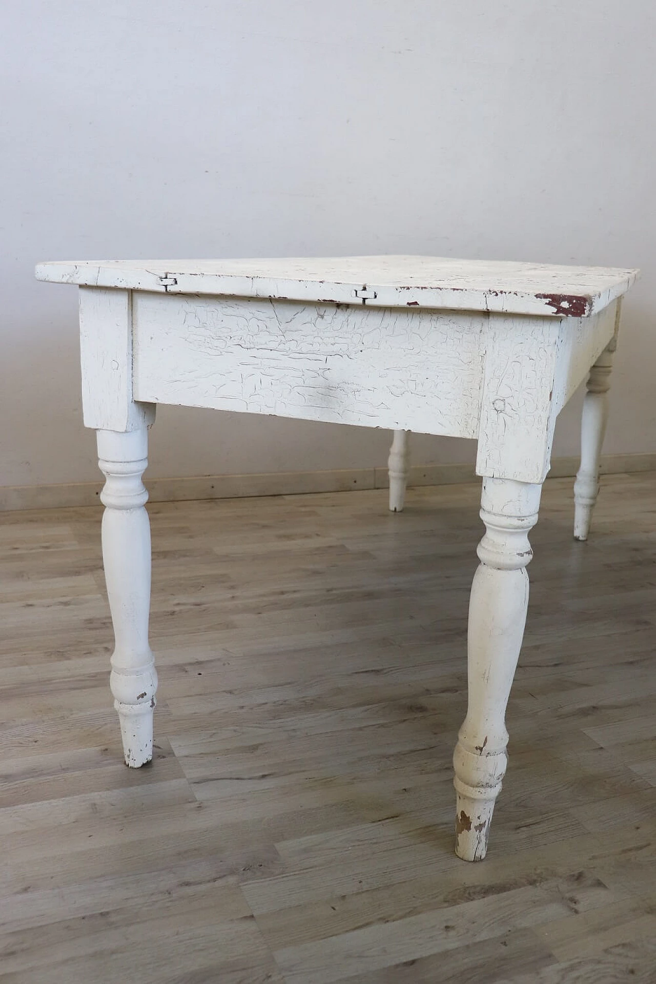 Pair of white lacquered solid poplar tables, mid-19th century 4