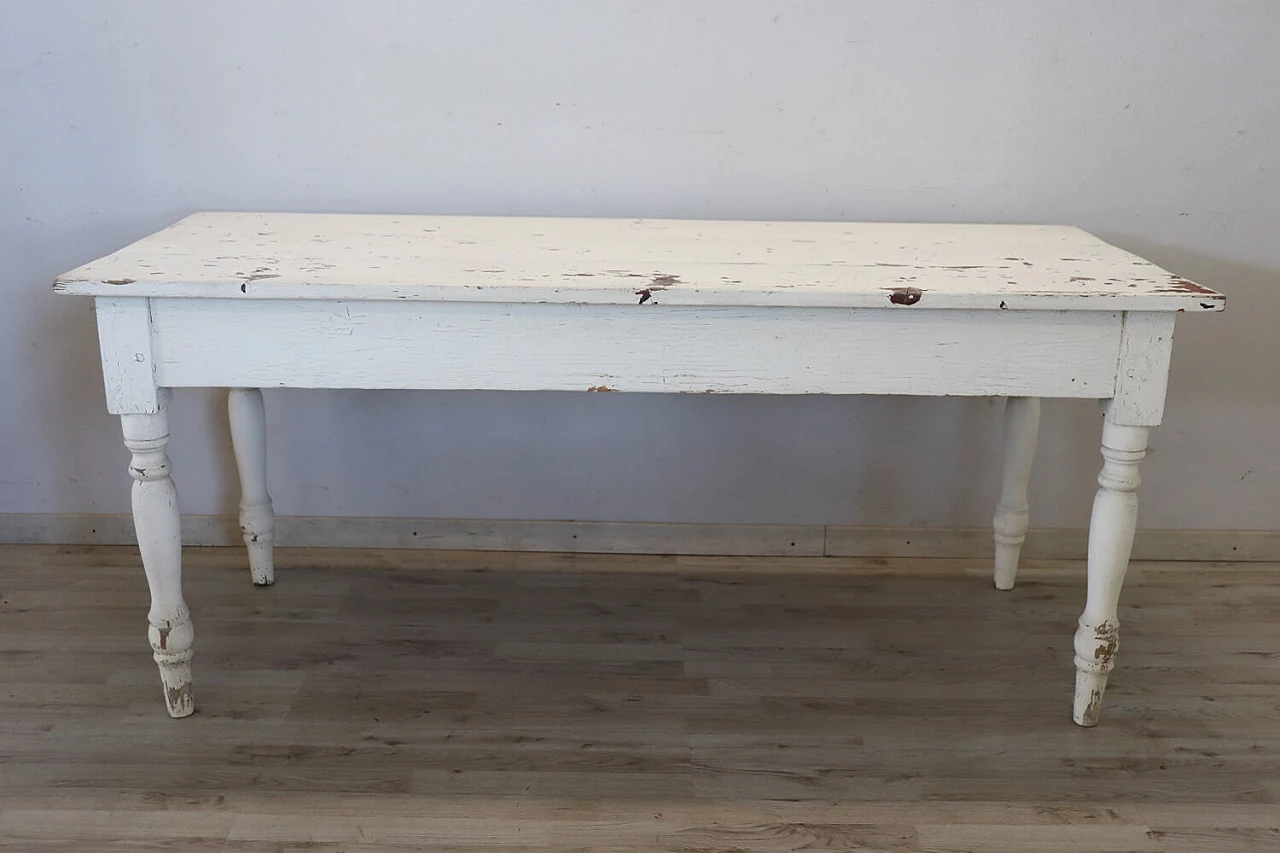 Pair of white lacquered solid poplar tables, mid-19th century 5