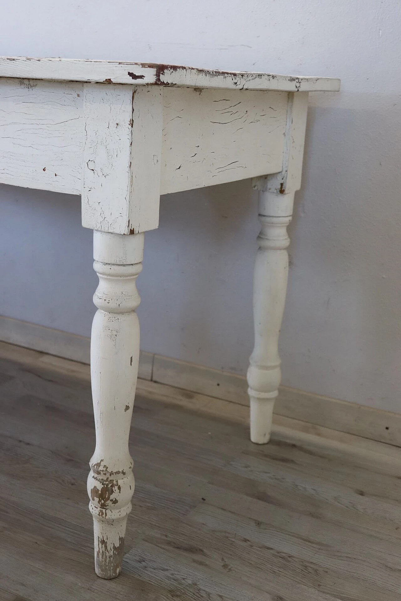 Pair of white lacquered solid poplar tables, mid-19th century 6