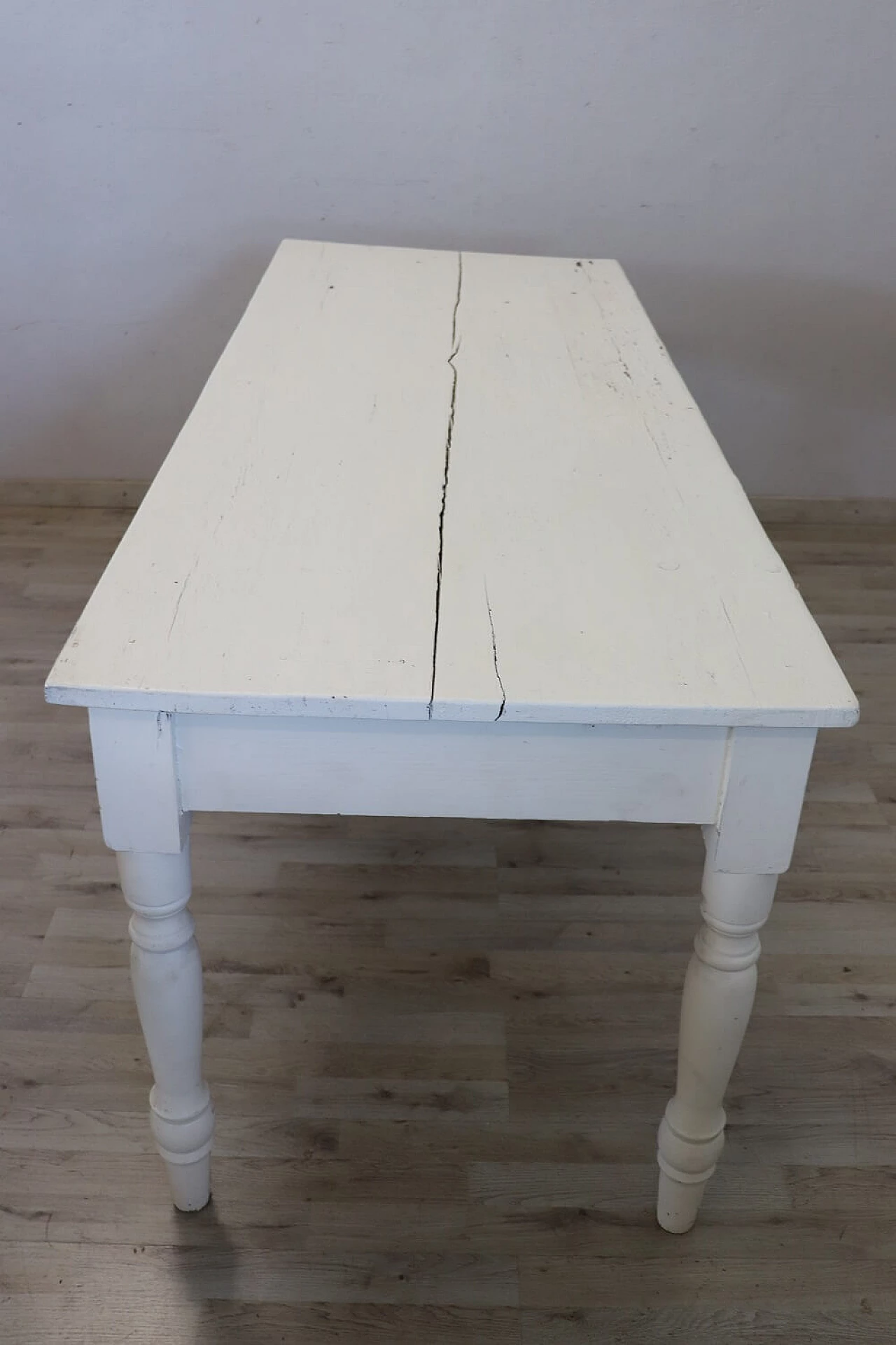 Pair of white lacquered solid poplar tables, mid-19th century 7