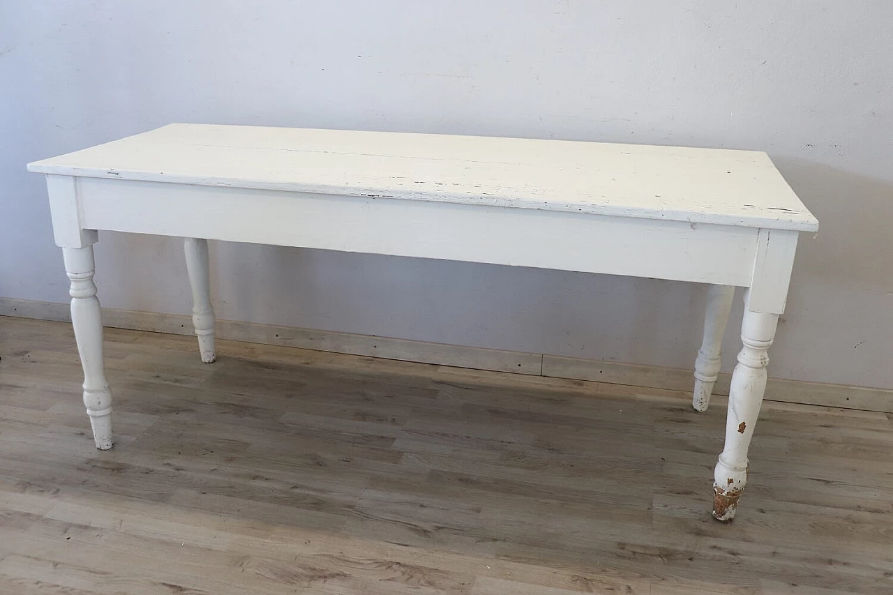 Pair of white lacquered solid poplar tables, mid-19th century 8