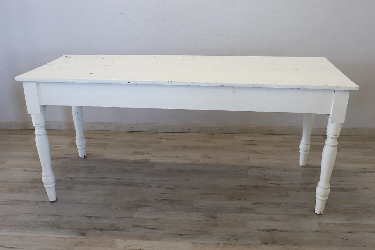 Pair of white lacquered solid poplar tables, mid-19th century 9