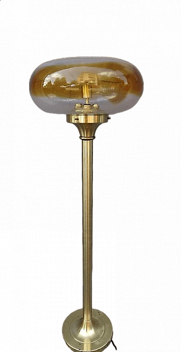 Brass and glass floor lamp by Mazzega, 1960s