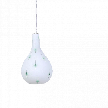 White opaline glass drop chandelier, 1960s