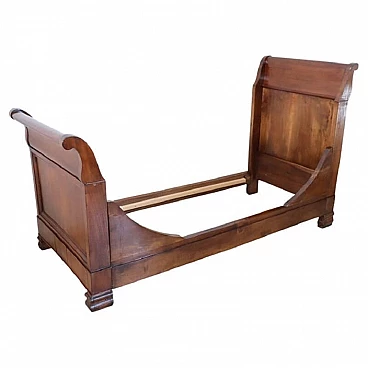 Walnut single boat bed, 19th century