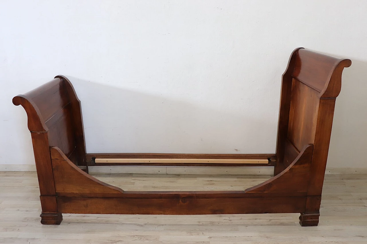 Walnut single boat bed, 19th century 2