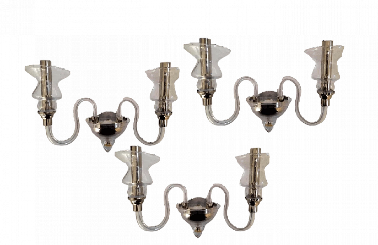 3 Two-light Murano glass wall sconce by Sylcom, 1990s 5