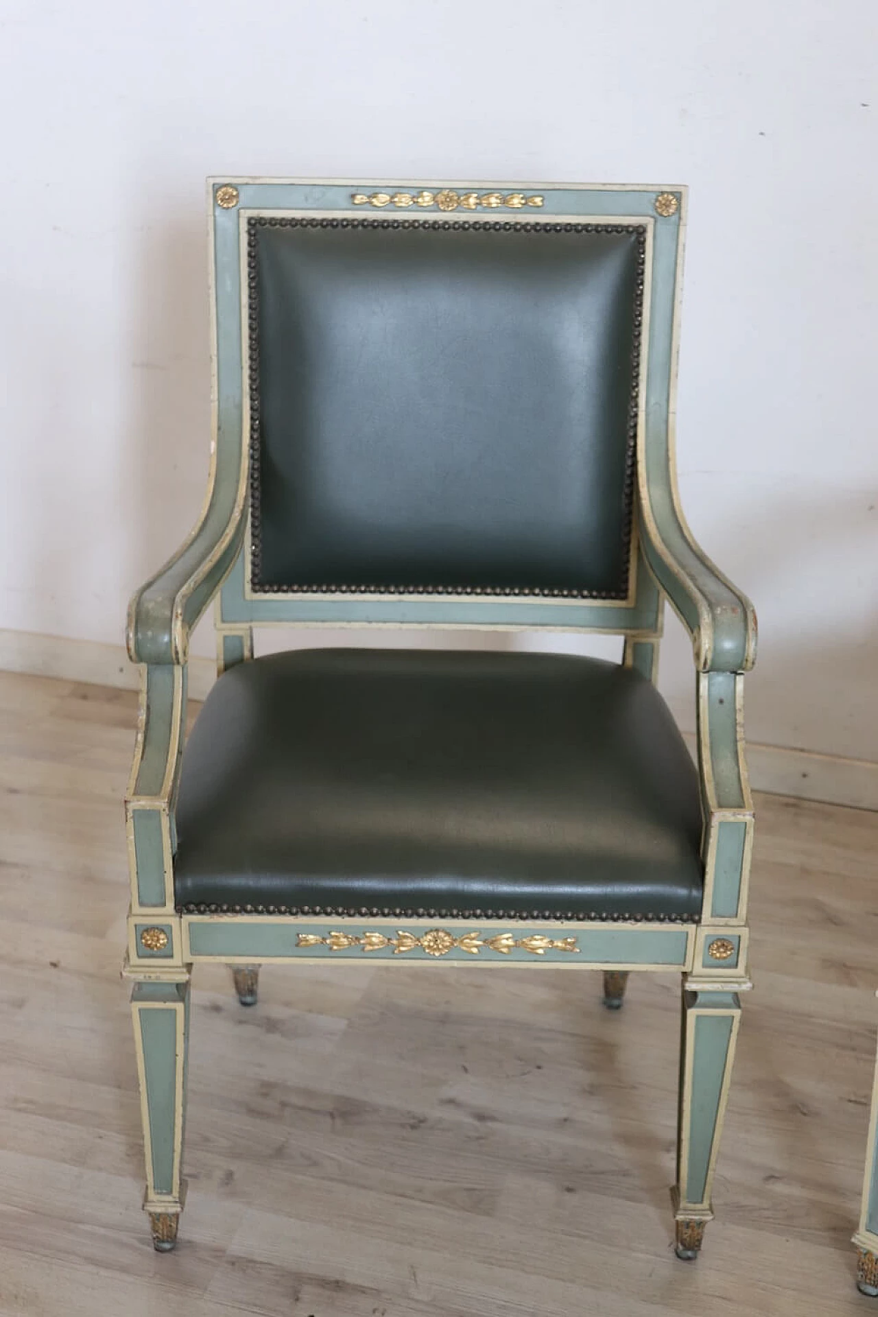 Pair of Louis XVI style armchairs in lacquered wood, 1930s 2