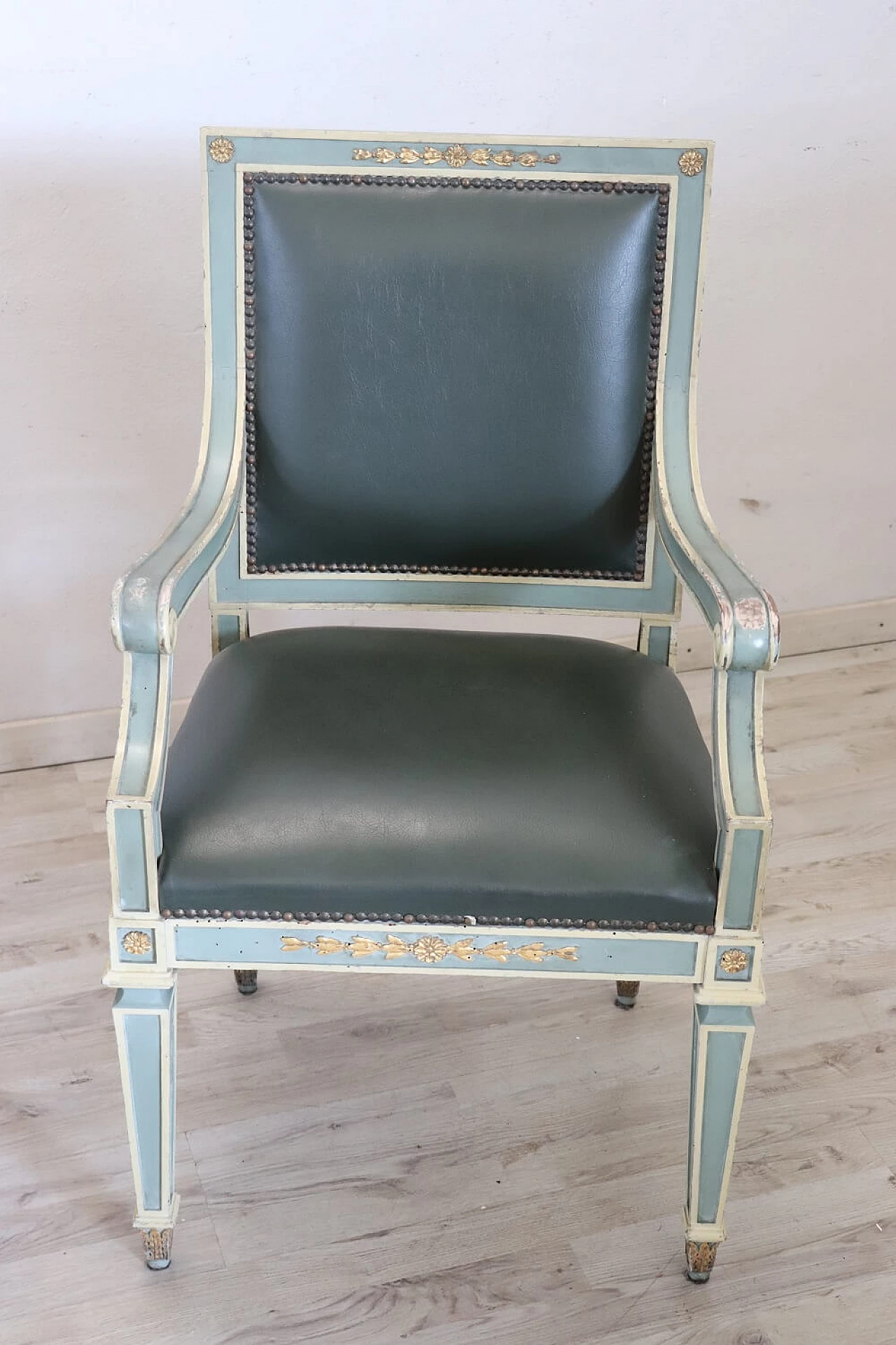 Pair of Louis XVI style armchairs in lacquered wood, 1930s 3