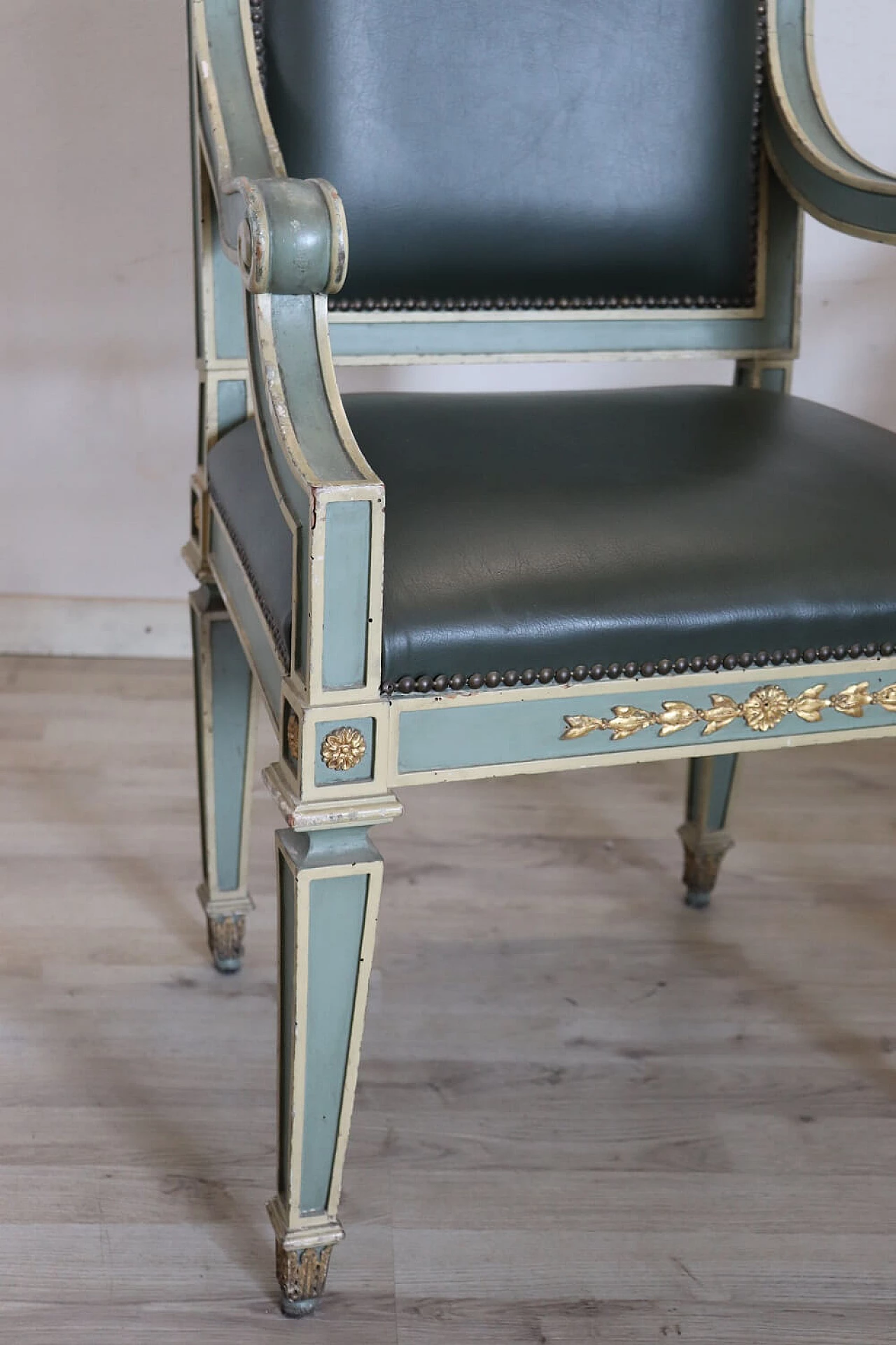 Pair of Louis XVI style armchairs in lacquered wood, 1930s 6