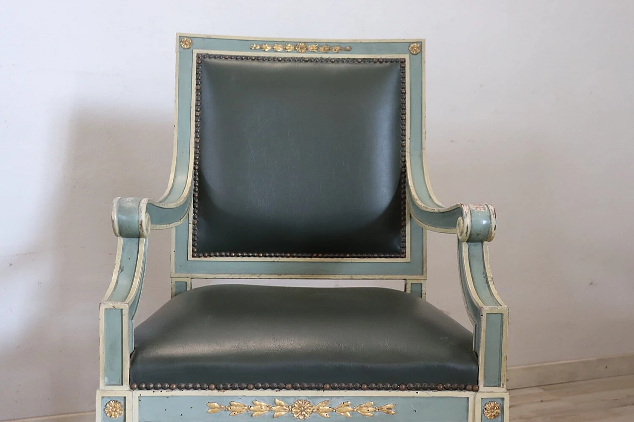 Pair of Louis XVI style armchairs in lacquered wood, 1930s 8