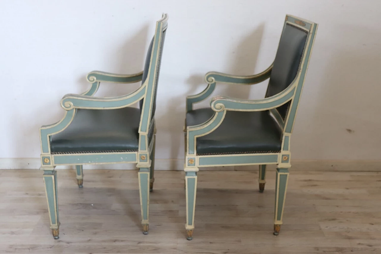 Pair of Louis XVI style armchairs in lacquered wood, 1930s 9