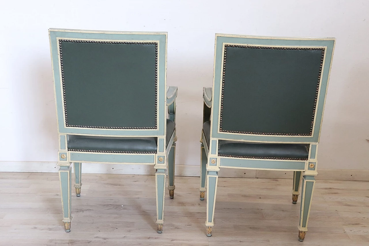 Pair of Louis XVI style armchairs in lacquered wood, 1930s 10