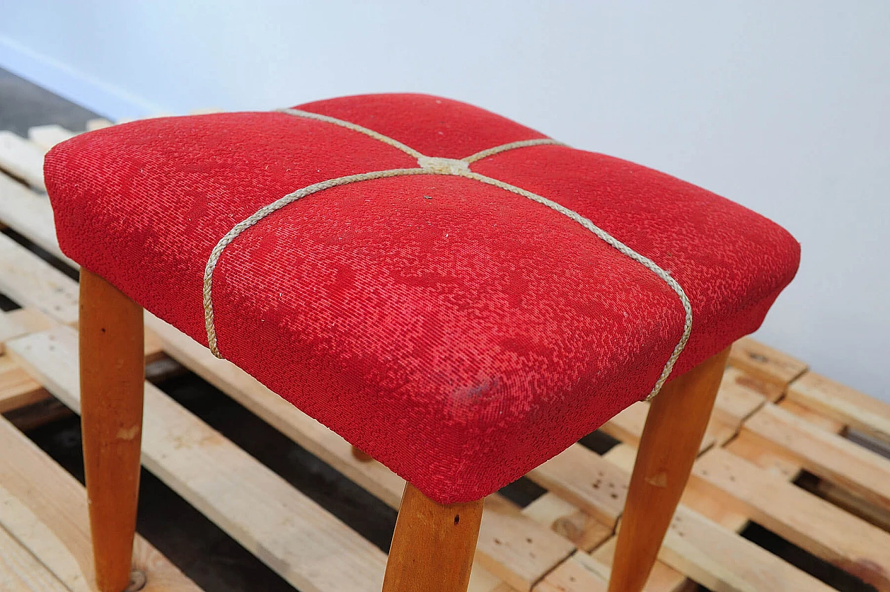 Beech and red fabric stool by ULUV, 1960s 16