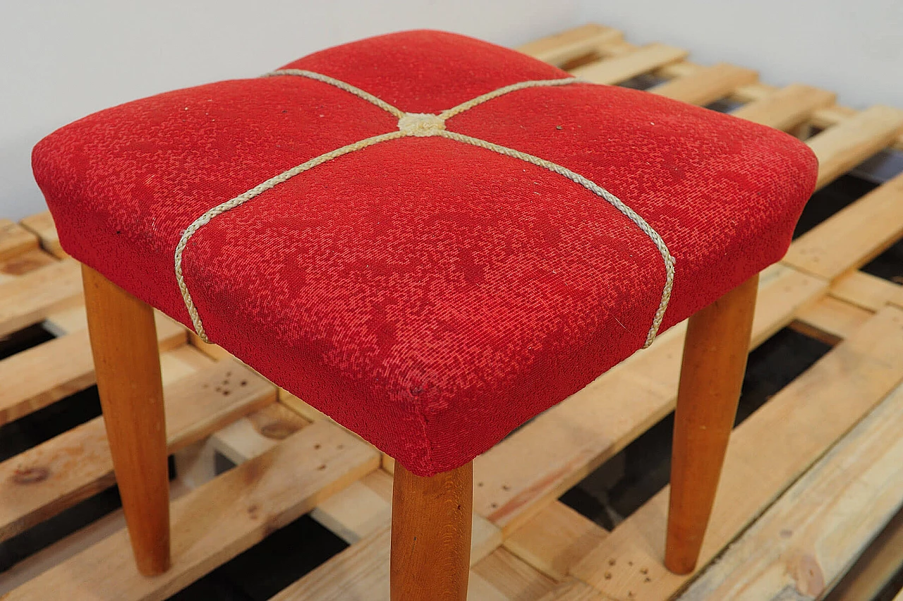 Beech and red fabric stool by ULUV, 1960s 17