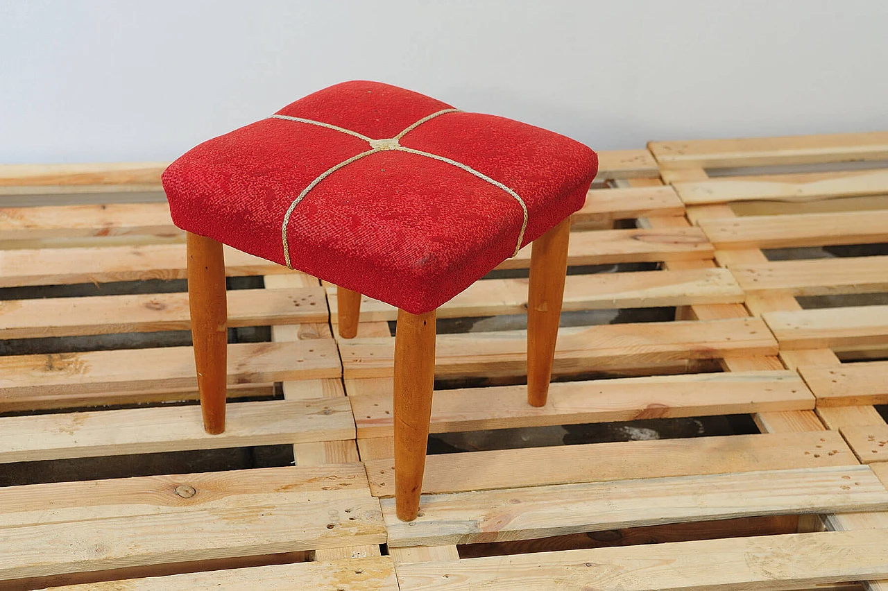 Beech and red fabric stool by ULUV, 1960s 19