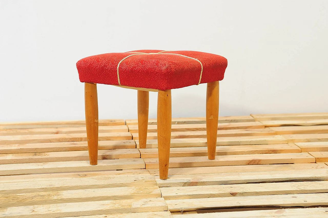 Beech and red fabric stool by ULUV, 1960s 20