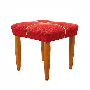 Beech and red fabric stool by ULUV, 1960s