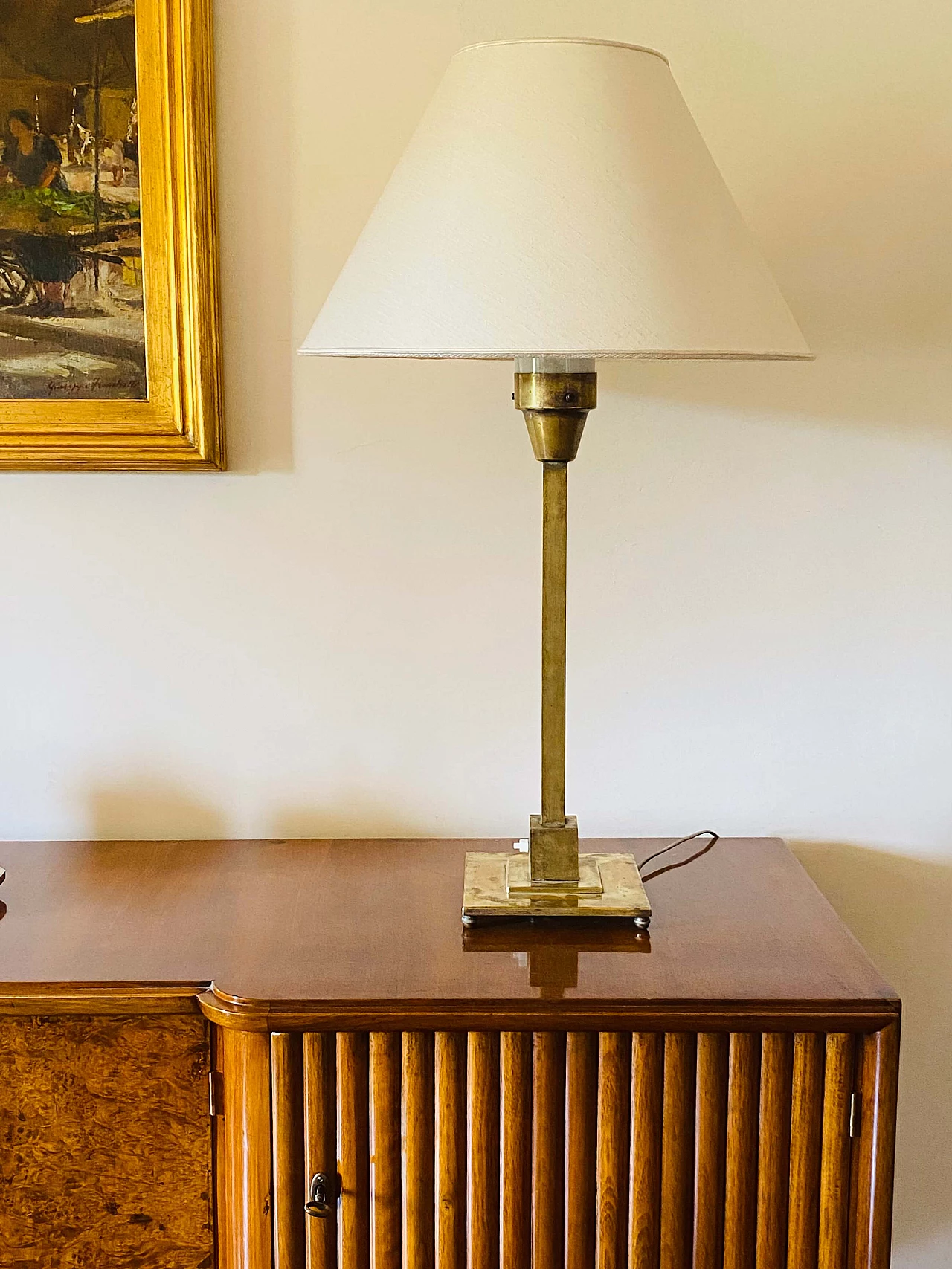 Rationalist brass table lamp by Officine A. Boffelli, 1935 5