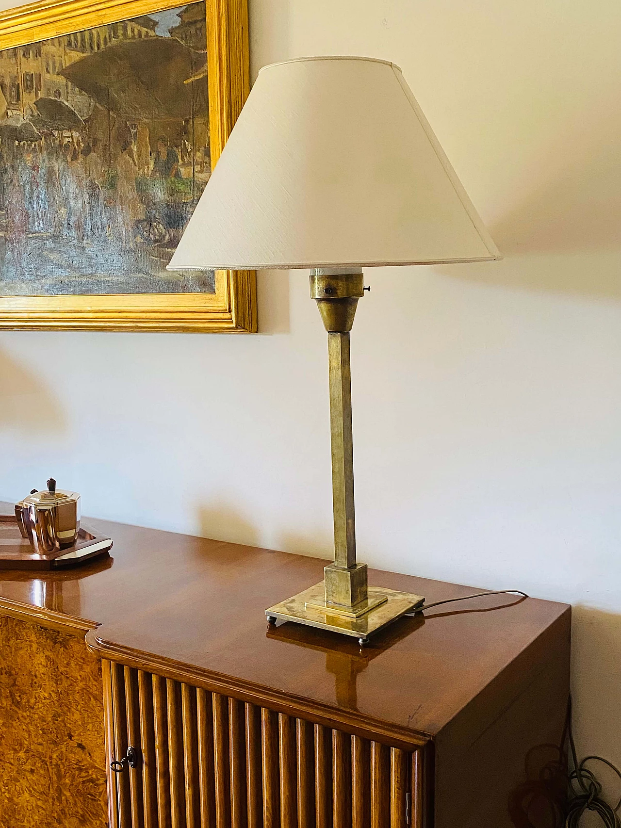 Rationalist brass table lamp by Officine A. Boffelli, 1935 6