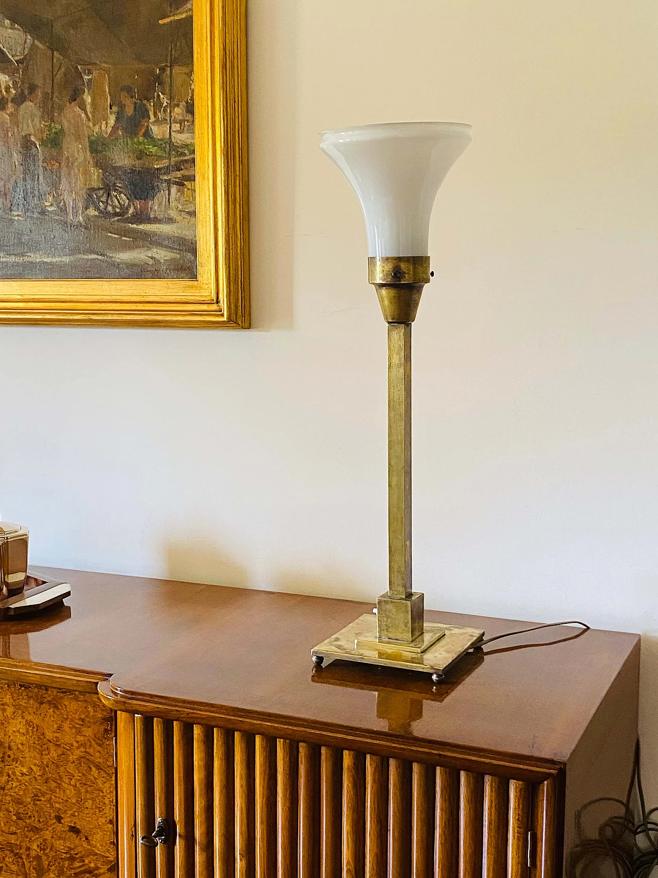 Rationalist brass table lamp by Officine A. Boffelli, 1935 8