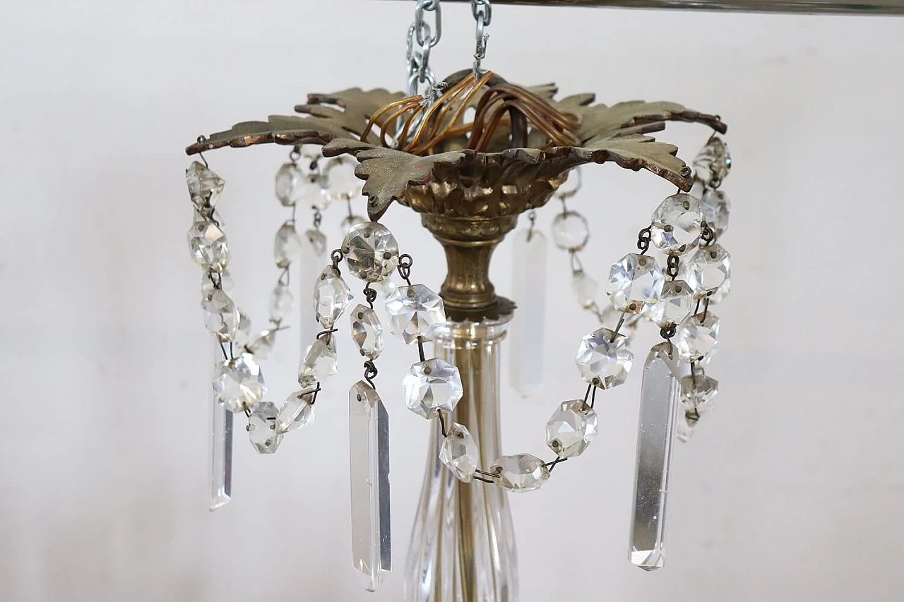 Lampadario a ventiquattro luci in bronzo con cristalli, anni '20 6