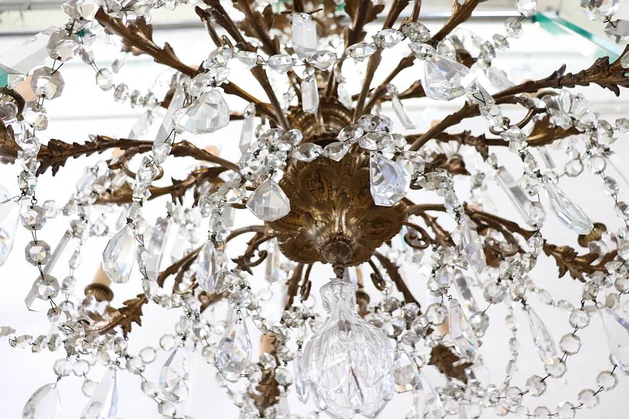 Twenty-four-light bronze chandelier with crystals, 1920s 9