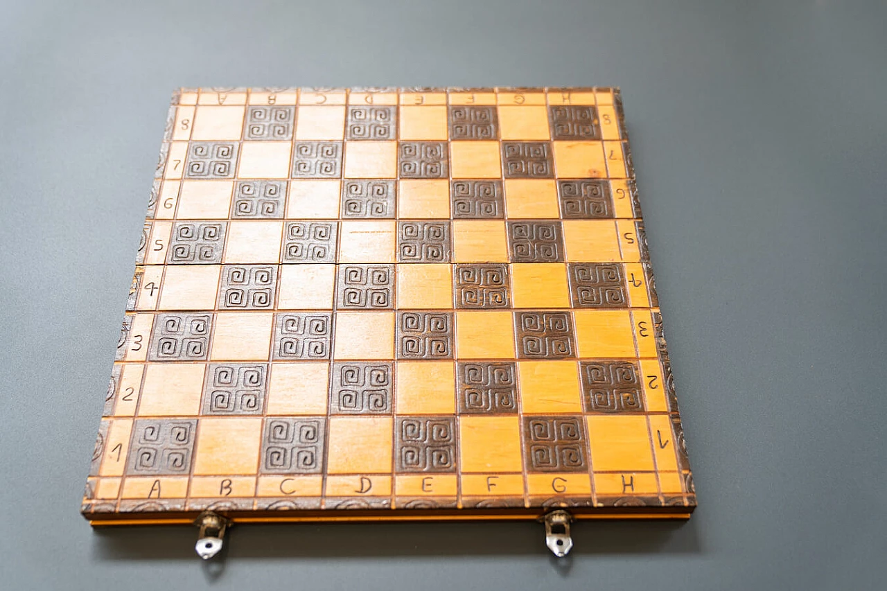 Beech travel chessboard, 1970s 8