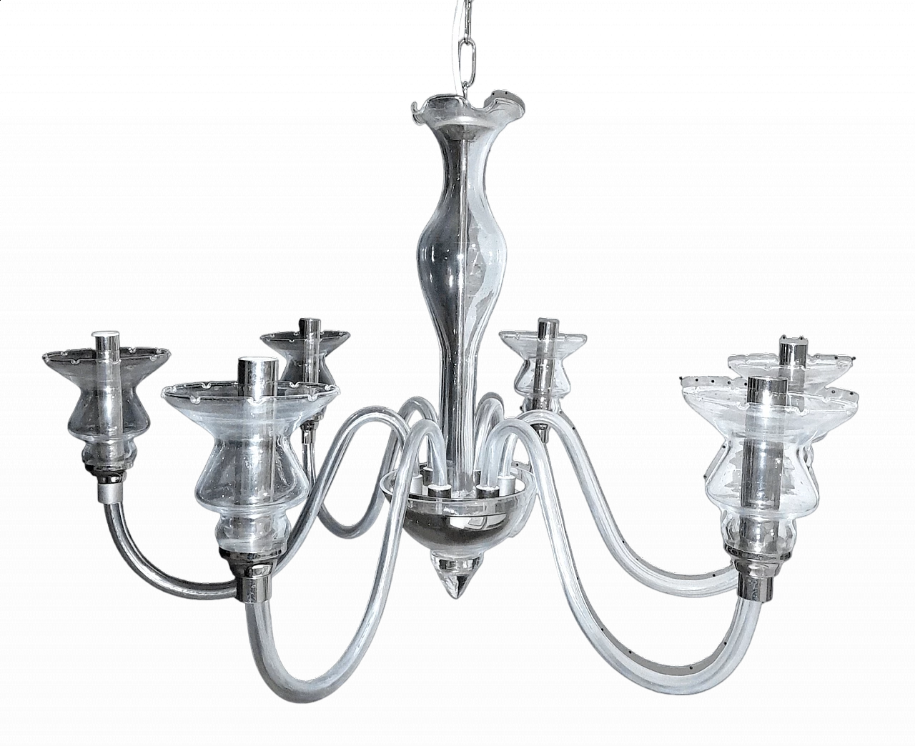 Six-light Murano glass chandelier by Sylcom, 1990s 6