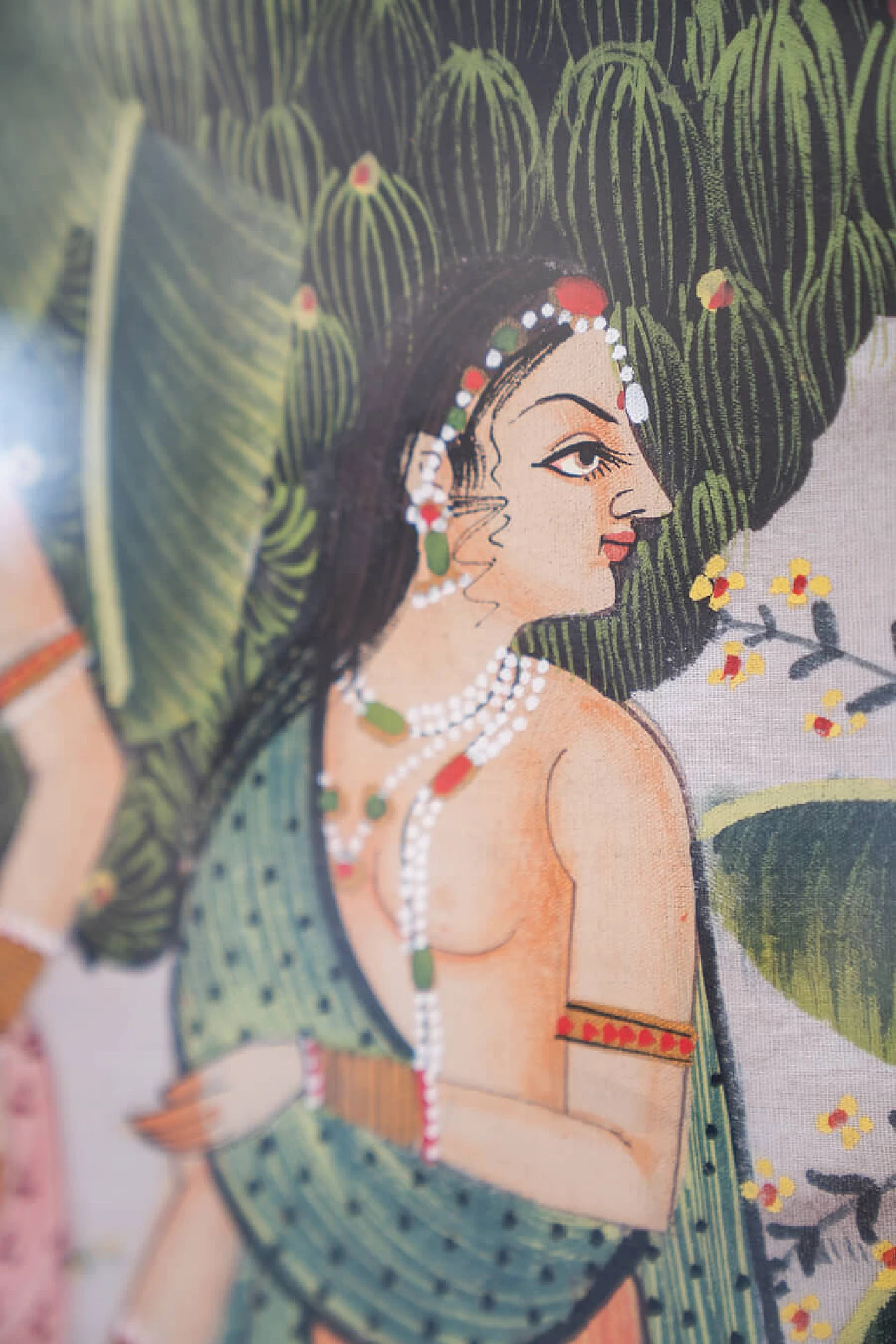Quadro indiano dipinto a mano su tela, anni '70 10