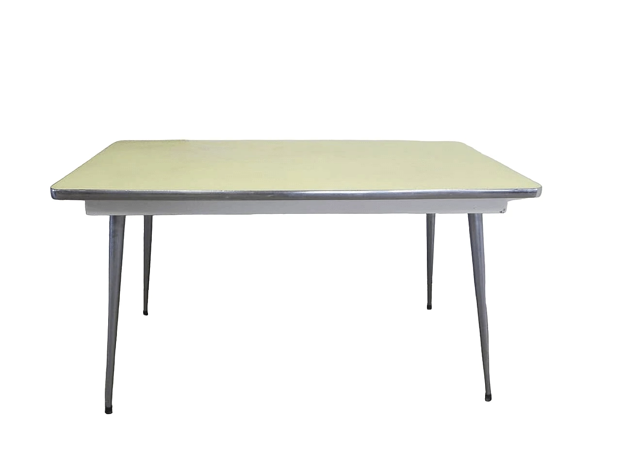 Metal and yellow formica table, 1950s 9
