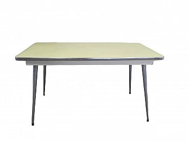 Metal and yellow formica table, 1950s