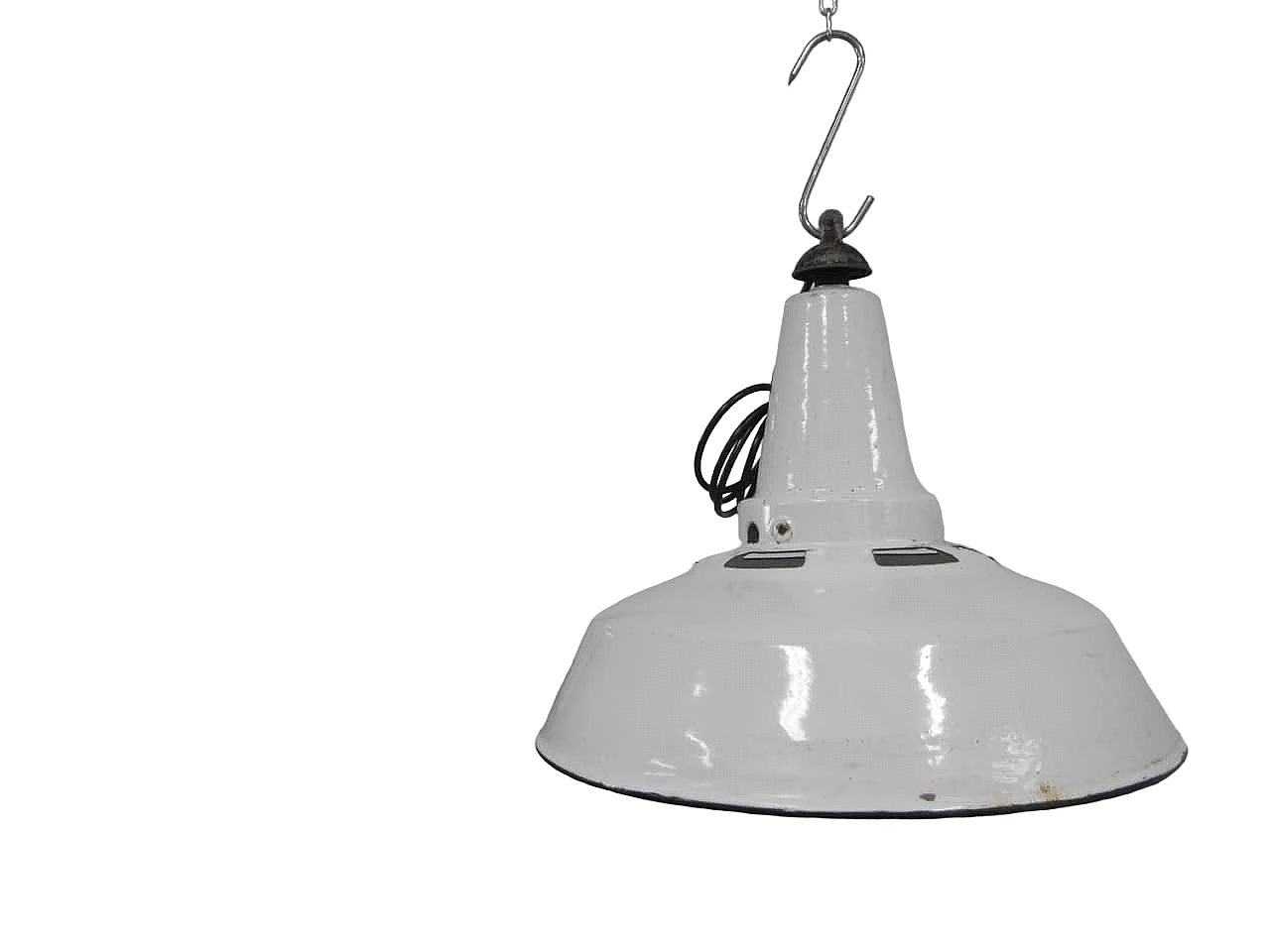 Lampada a sospensione in metallo bianco, anni '50 11