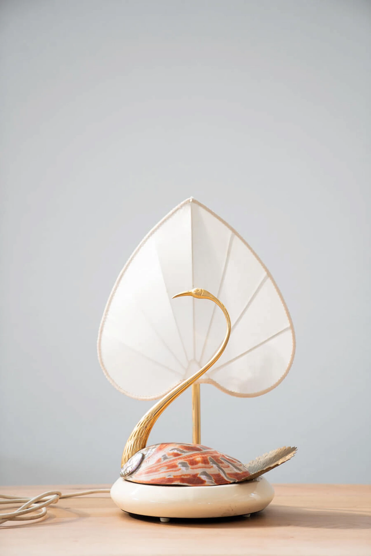 Cigno table lamp in steel and Nautilus shells by Antonio Pavia, 1970s 1