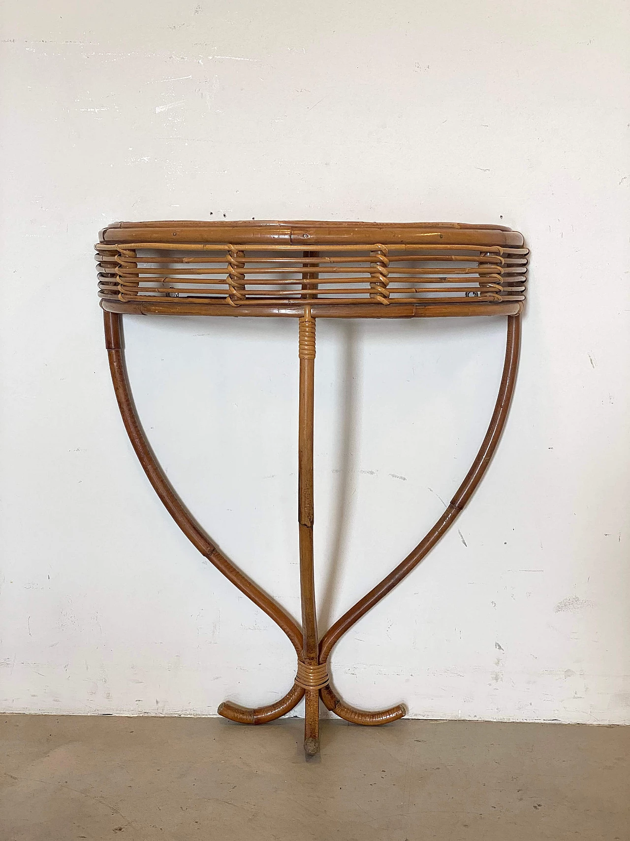 Bamboo console table, 1970s 1