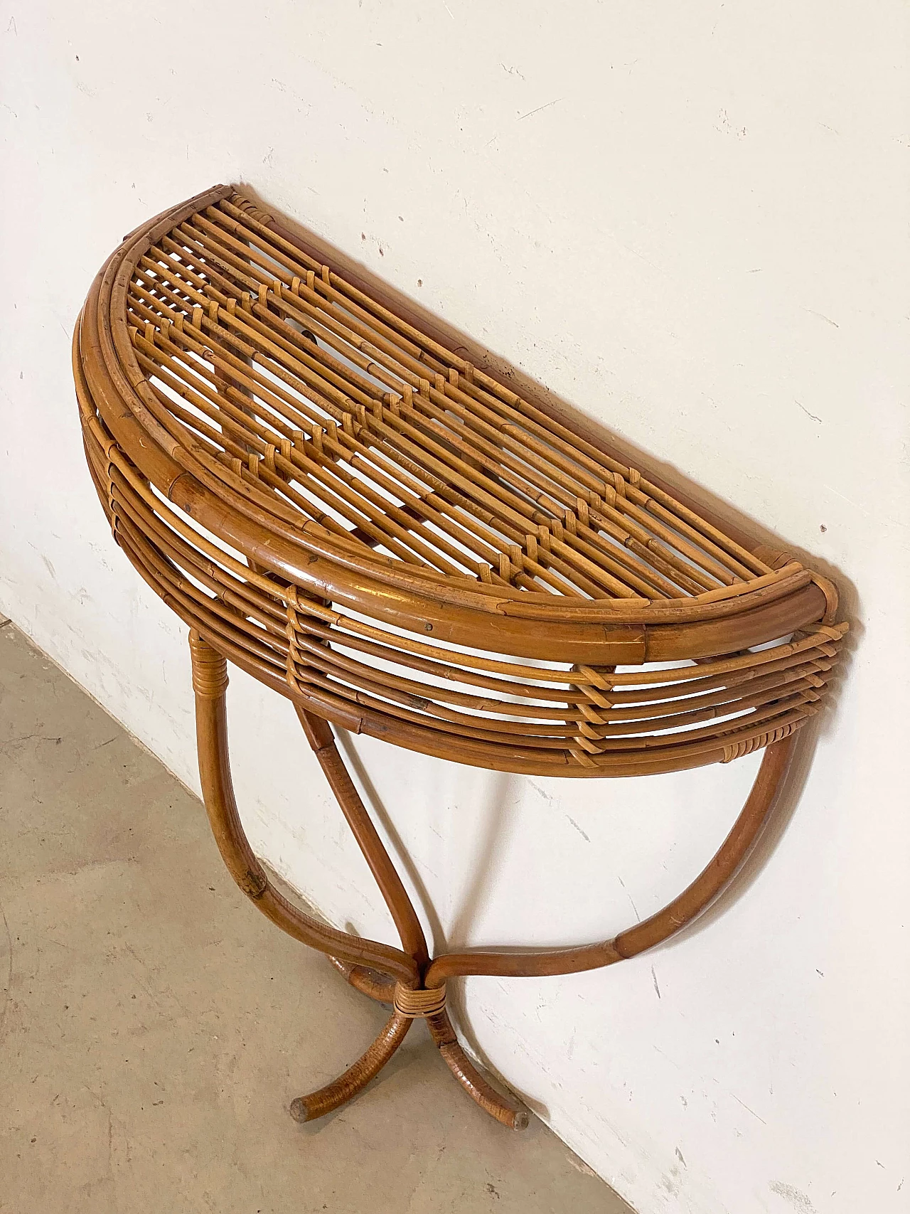 Bamboo console table, 1970s 4