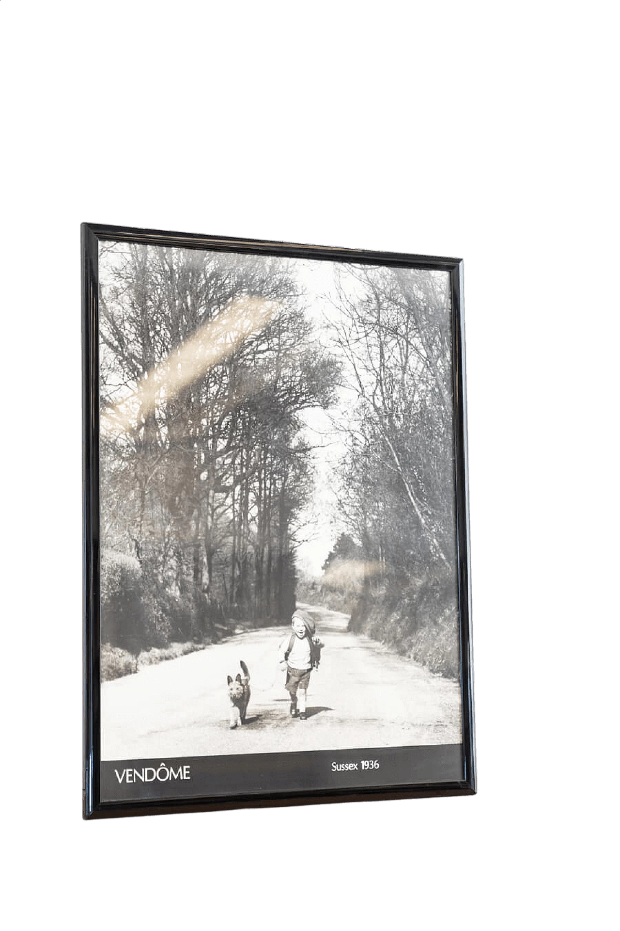 Black and white print of child and dog walking, 2000 7