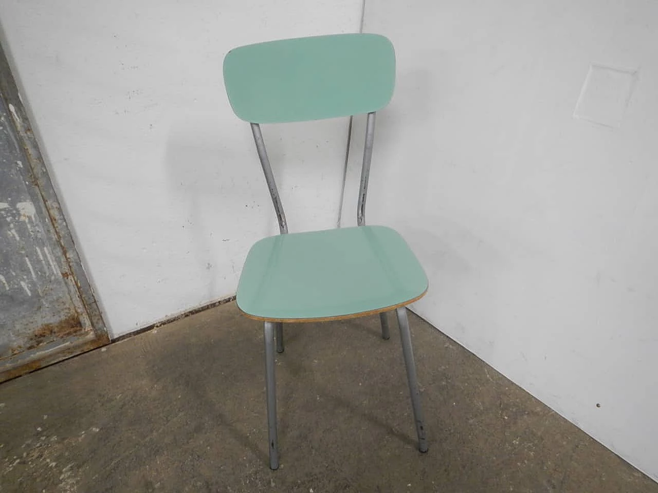 Green formica and gray metal chair, 1960s 9