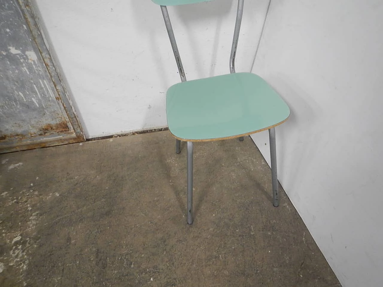 Green formica and gray metal chair, 1960s 11