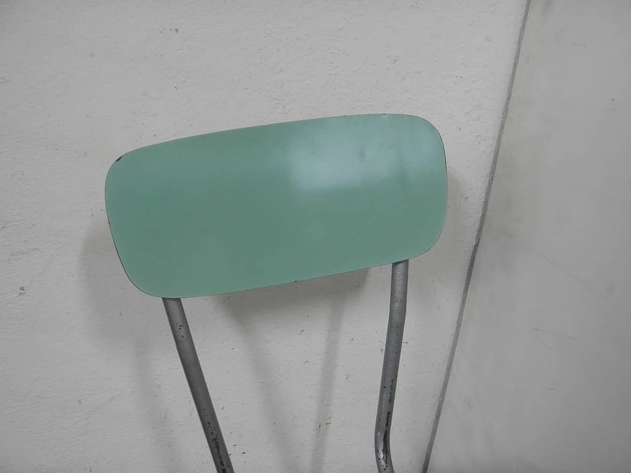 Sedia in formica verde e metallo grigio, anni '60 12