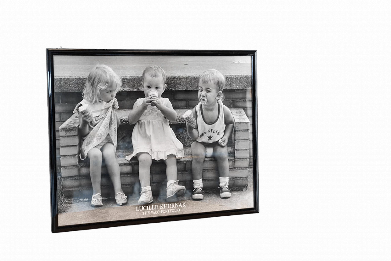 Black and white print of three children with ice cream, 2000 7