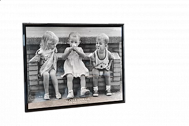 Black and white print of three children with ice cream, 2000