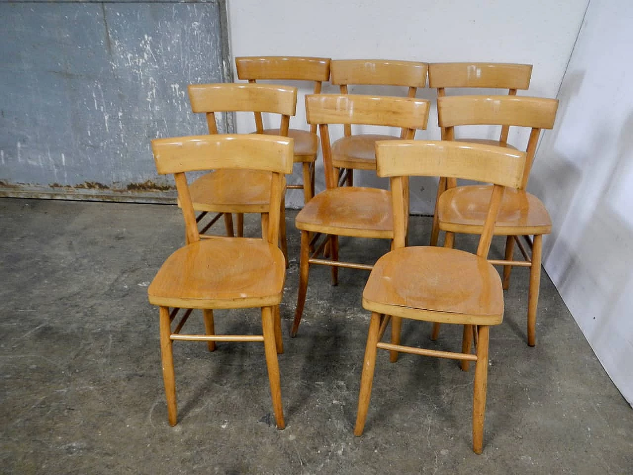 8 Beech chairs, 1950s 2