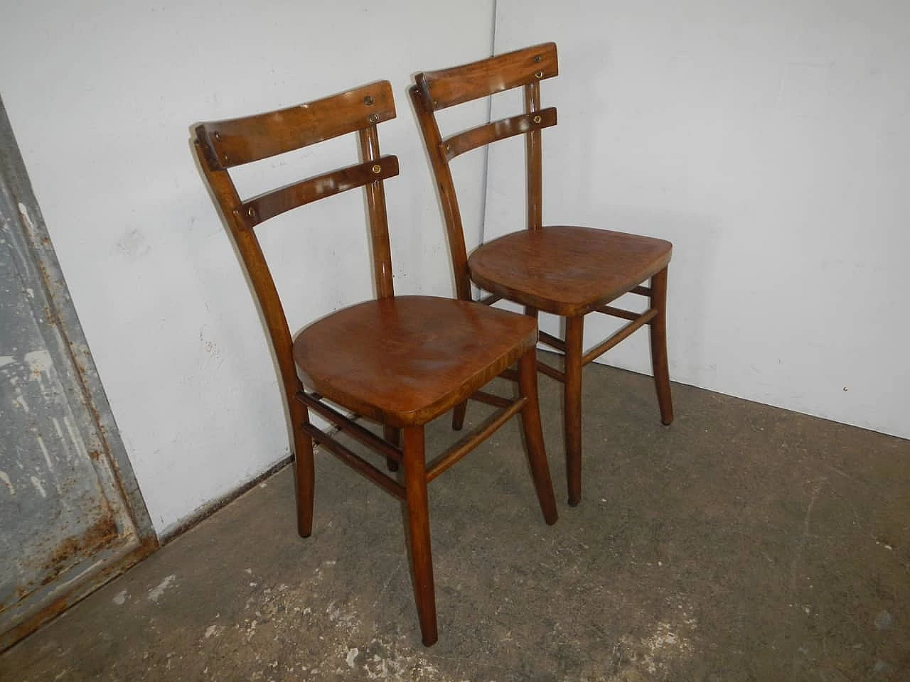 Pair of beechwood chairs, 1950s 2
