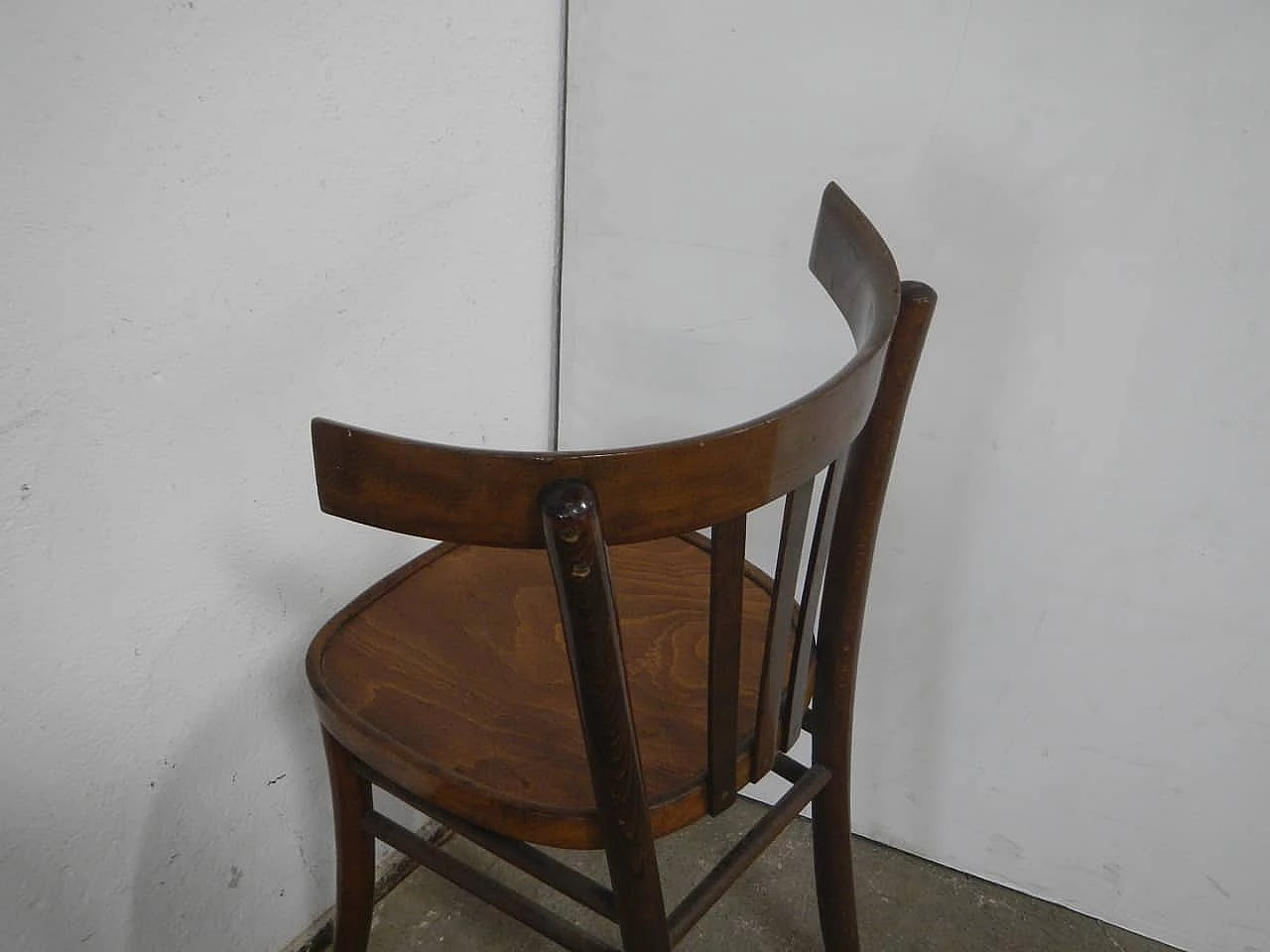 Stained beech chair with bent wood backrest, 1950s 7