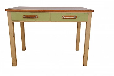 Czechoslovakian wood and formica kitchen table with drawer, 1950s