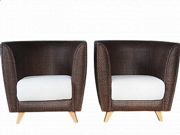 Pair of Bon Ton armchairs by Studio Bonacina for Pierantonio Bonacina, 2000s