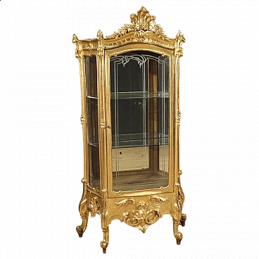 Gilded wood and plaster showcase in rocaille style, late 19th century