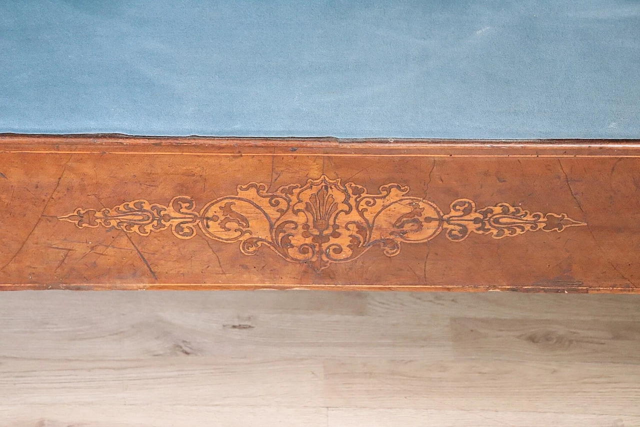 Charles X sofa in inlaid walnut and velvet, 19th century 2